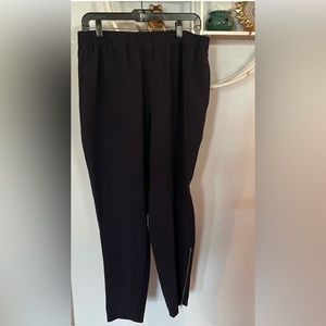 EVERLANE Women's 10 Navy Blue Elastic Waist Trousers Zip Pants